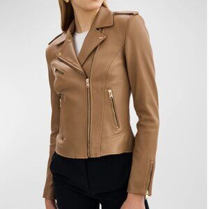 LaMarque Mellie Leather Biker Jacket in Mocha (Size S)